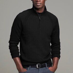 Old Money Banana Republic Cotton Cashmere Black Quarter Zip Pullover XL